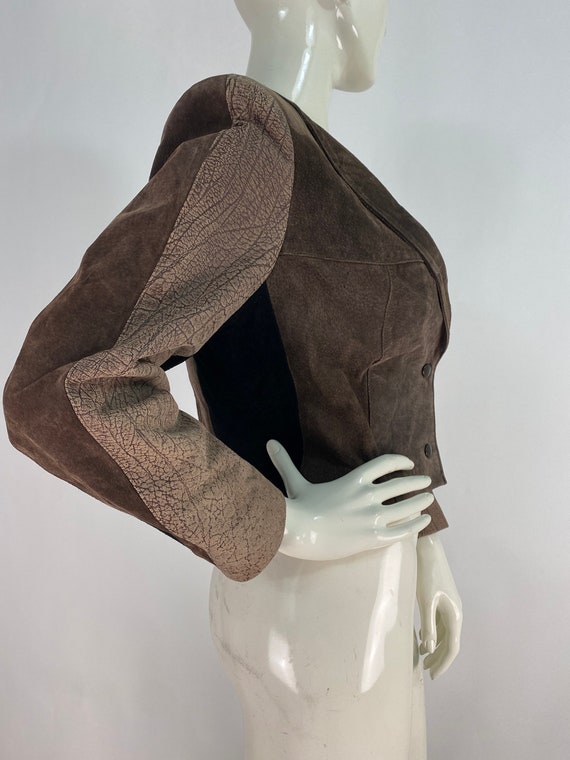 VTG 70s 80s SLIT END LTD BURGUNDY CREAM REVERSIBLE CROPPED LEATHER JACKET SMALL
