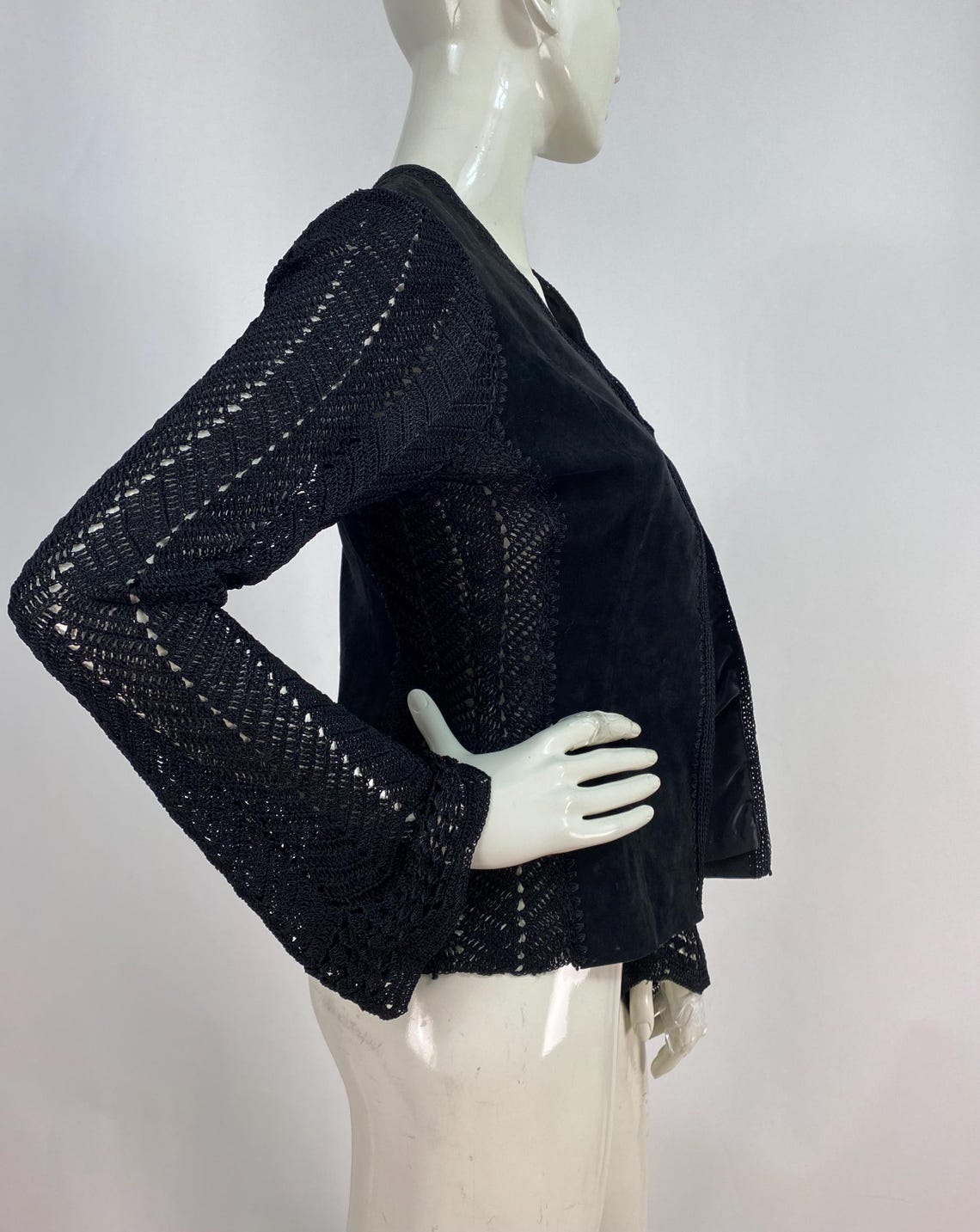 Danier Leather, Suede Crochet Jacket, Light Suede Crochet Jacket Etsy