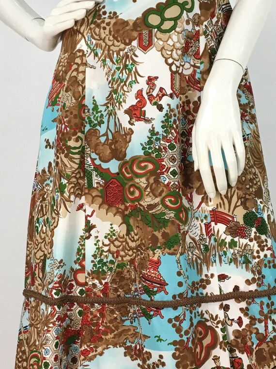 1960s chinoiserie maxi dress/vintage Art Deco max… - image 4
