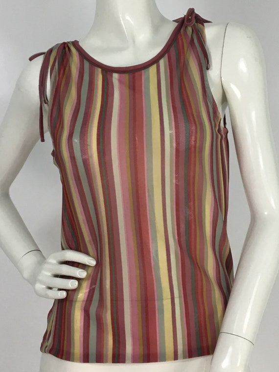 90s striped tank top/1990s sheer striped top/vint… - image 2