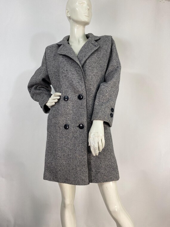 1980s salt and pepper coat, vintage salt and pepper, wool coat