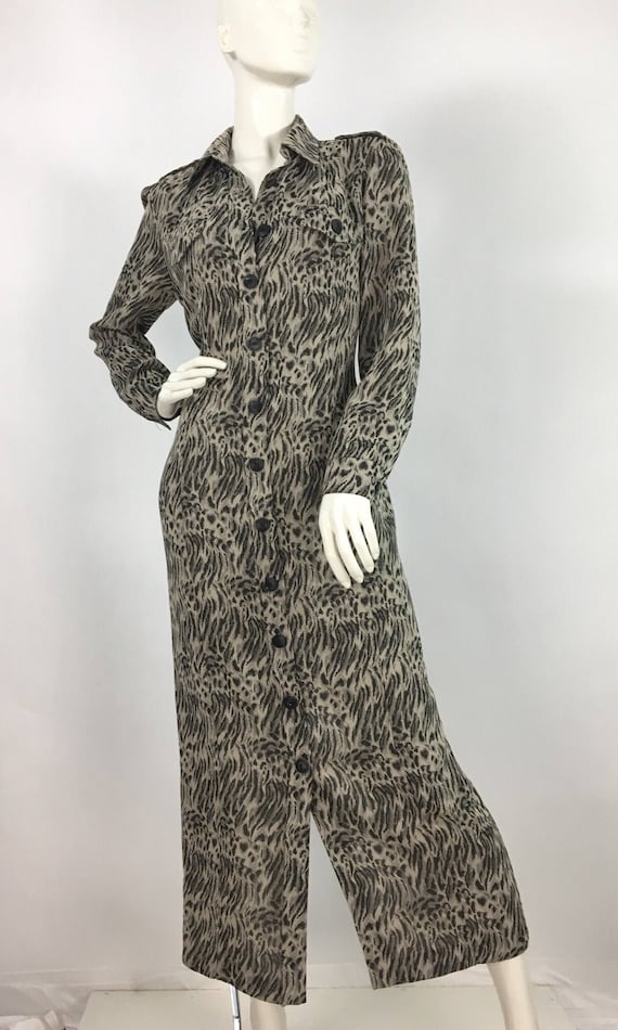 90s animal print dress/Algo midi dress - image 1