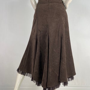 Vintage 100% Linen Leaf Brown Midi Skirt main image 0