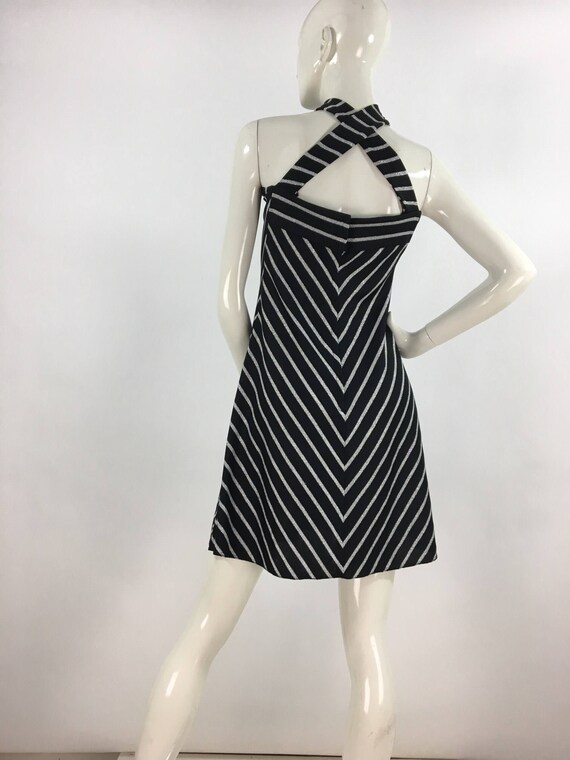 70s Nu-Mode dress/1970s striped dress/vintage bla… - image 3