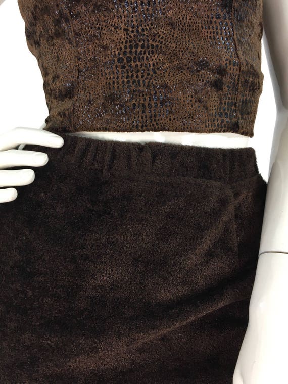 Vintage fleece midi skirt/brown midi skirt/warm vi