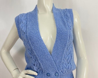 Vintage sweater vest, blue knit vest
