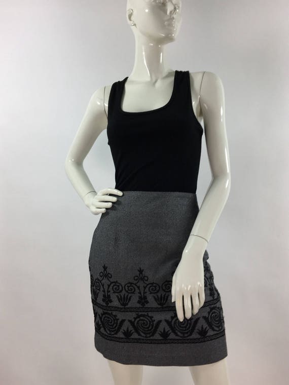 Vintage Beechers Brook grey skirt black embroider… - image 2