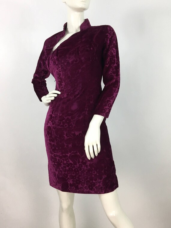 1960s cheongsam dress/vintage cheongsam/velvet che