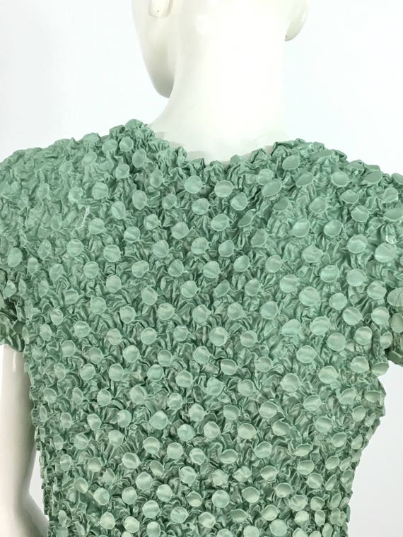 Vintage popcorn blouse/mint green bubble top/popc… - image 8