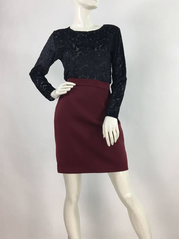 maroon skirt 80s