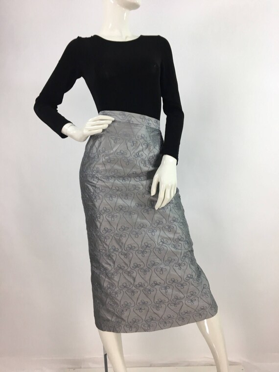 90s Lily & Taylor 100% silk skirt/1990s silk midi… - image 6