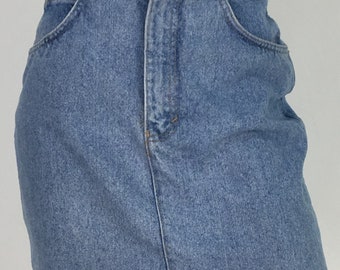 80s jean skirt/1980s denim skirt/vintage jean skirt/90s jean