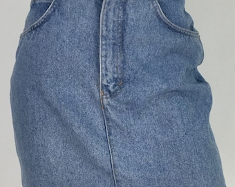 80s jean skirt/1980s denim skirt/vintage jean skirt/90s jean