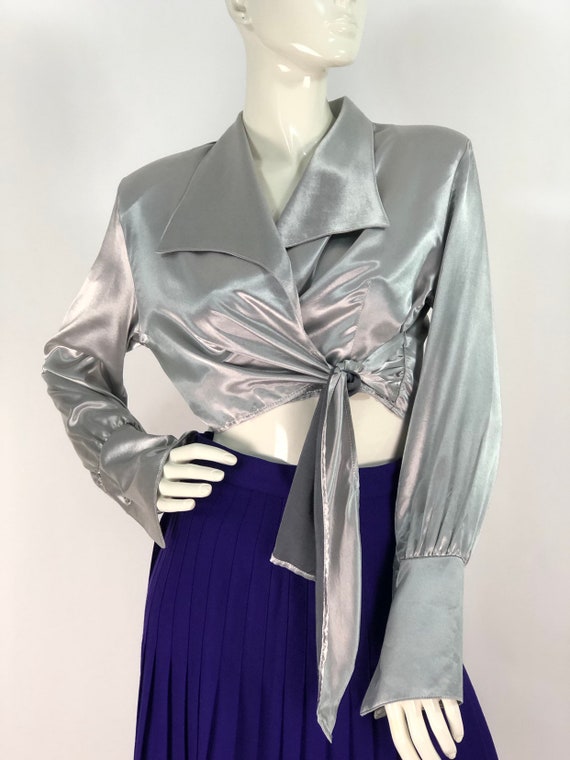 Metallic top/80s metallic top/metallic blouse/vint