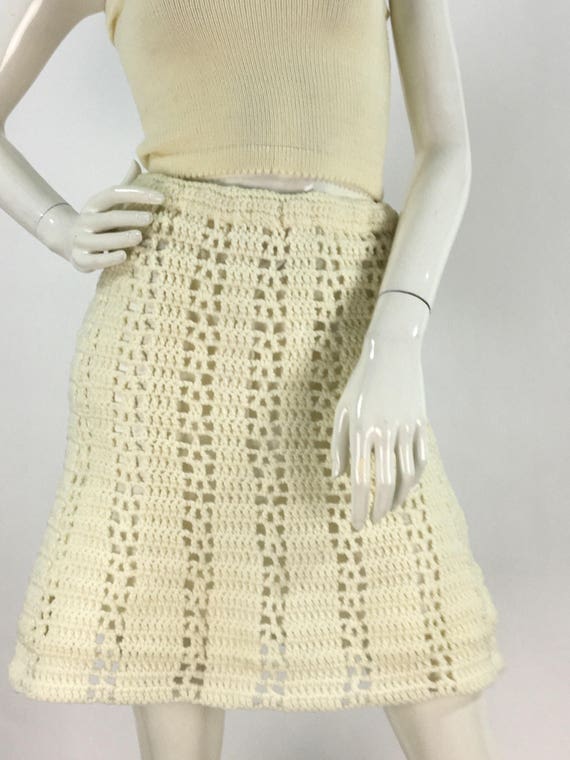 1950s cream crochet skirt/50s crochet skirt/off w… - image 7