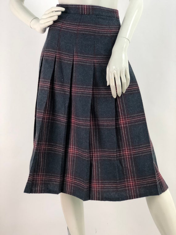 1970s plaid skirt/70s plaid wool - image 1