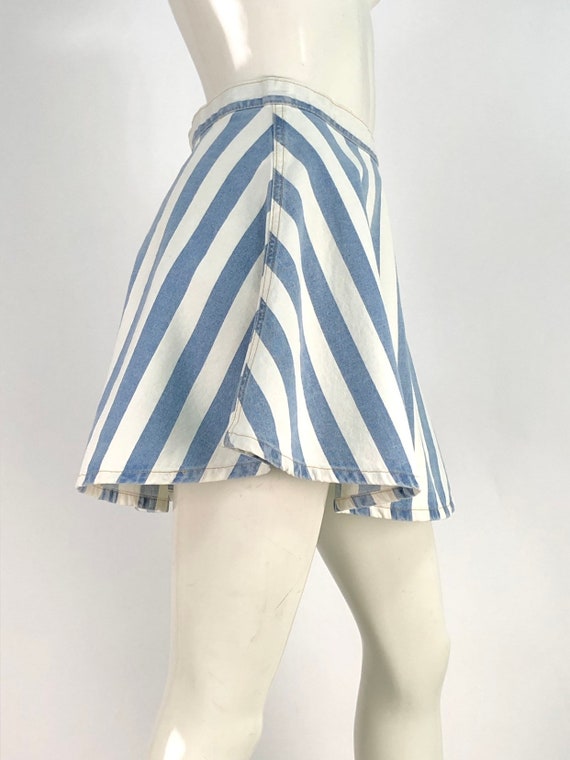 90s denim skirt/90s skater/striped jean skirt - image 3