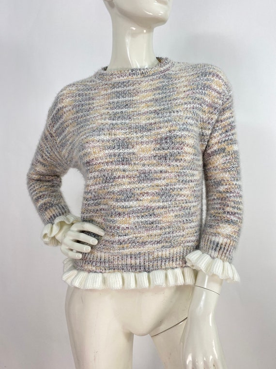 Vintage sweater, knit frill bottom sweater