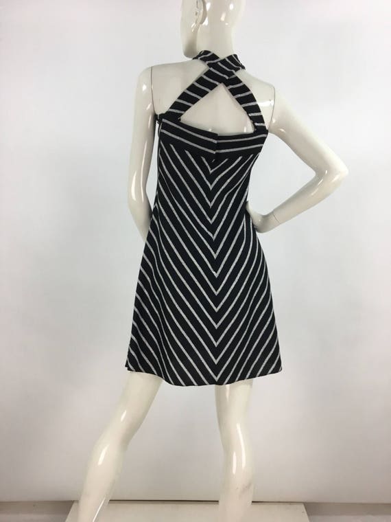 70s Nu-Mode dress/1970s striped dress/vintage bla… - image 5