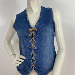 Vintage denim top, 90s sexy denim top
