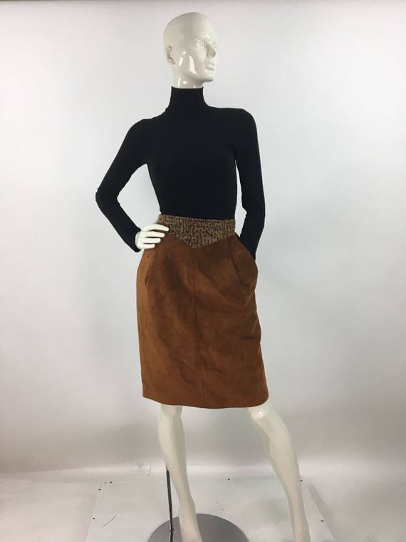 80s midi genuine leather skirt, 1980s leather ski… - image 3