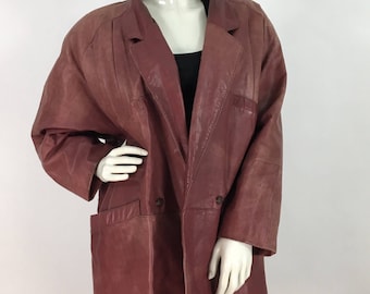 80s faded leather jacket/1980s burgundy leather jacket