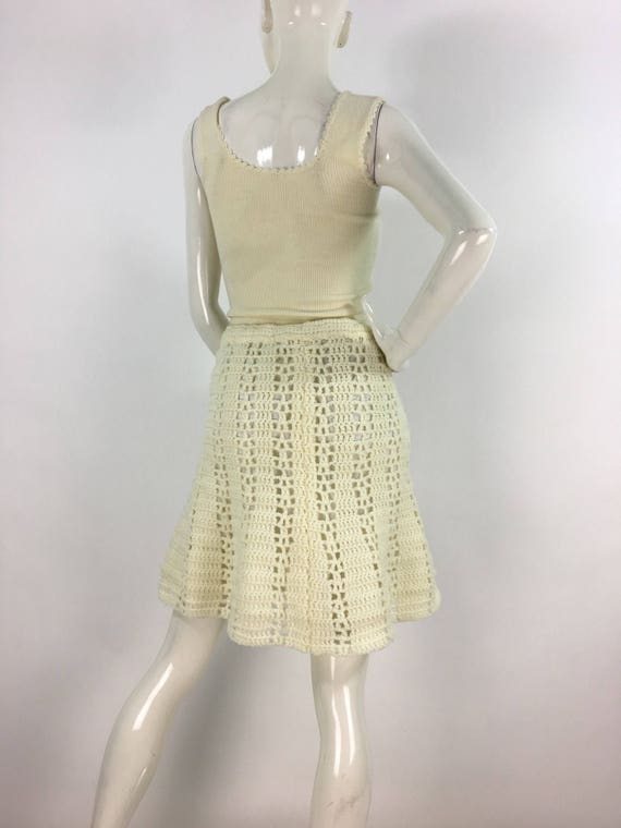 1950s cream crochet skirt/50s crochet skirt/off w… - image 8