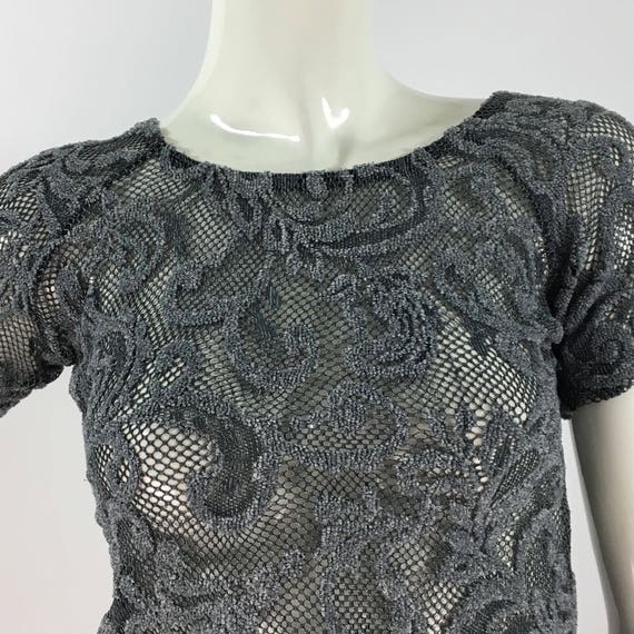 90s grey mesh top/1990s sheer top - Gem