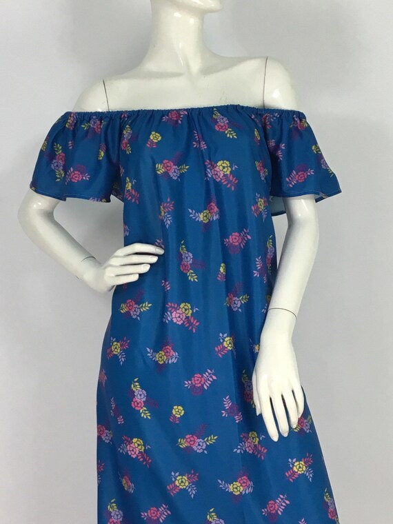 70s maxi dress/1970s off the shoulder maxi/vintag… - image 3