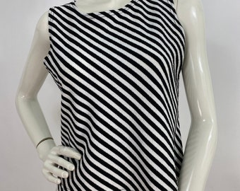 Black and white top, black and white striped top