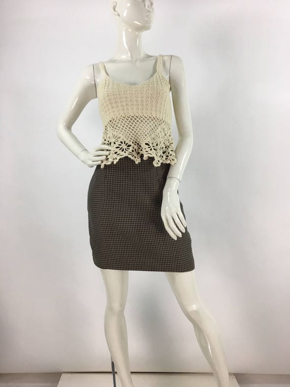 80s plaid mini skirt/1980s plaid skirt/vintage hi… - image 1