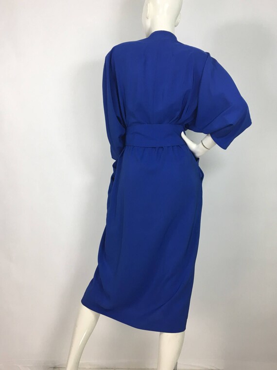 Vintage Simon Chang dress/80s electric blue midi - Gem