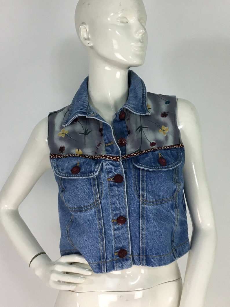 Vintage jean vest90s jean crop topromeo romeo jean top