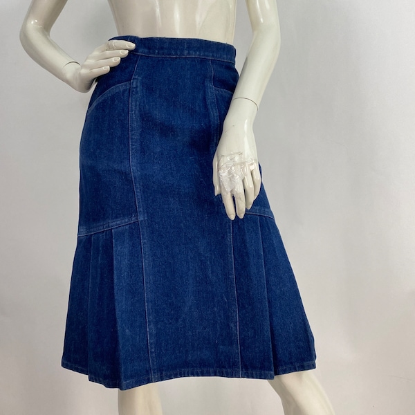 falda de mezclilla vintage, falda de mezclilla plisada, falda de mezclilla