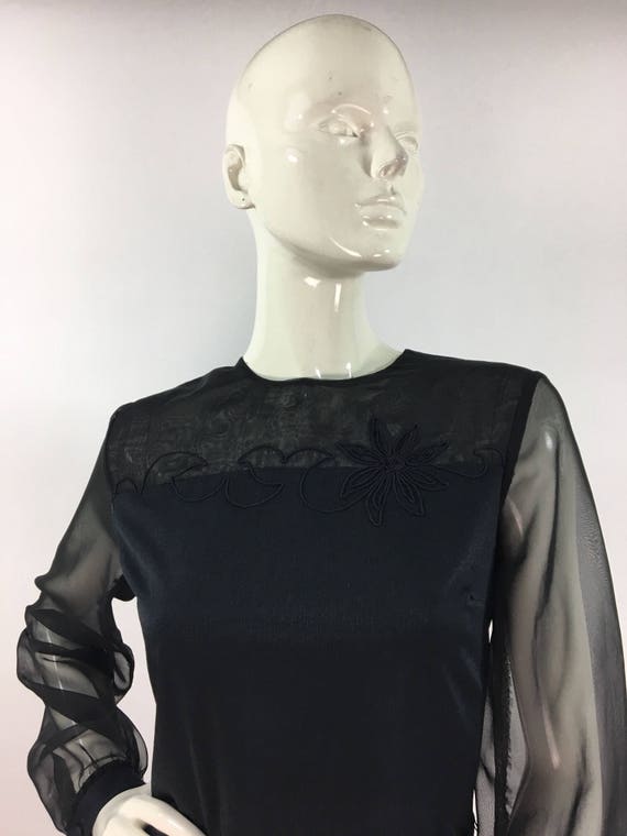 1970s black windsor shift dress, 70s windsor dres… - image 2