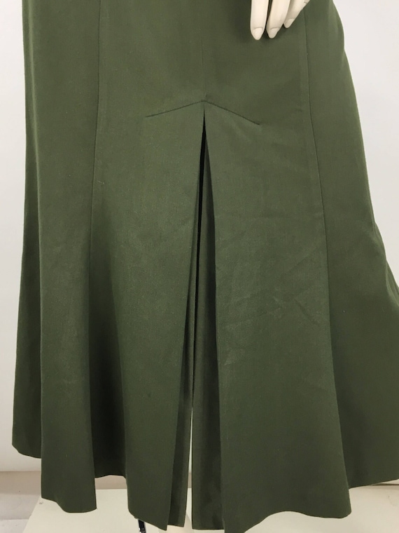 70s Khaki Green Long Skirt 1970s Army Green Skirt Front Slit | Etsy