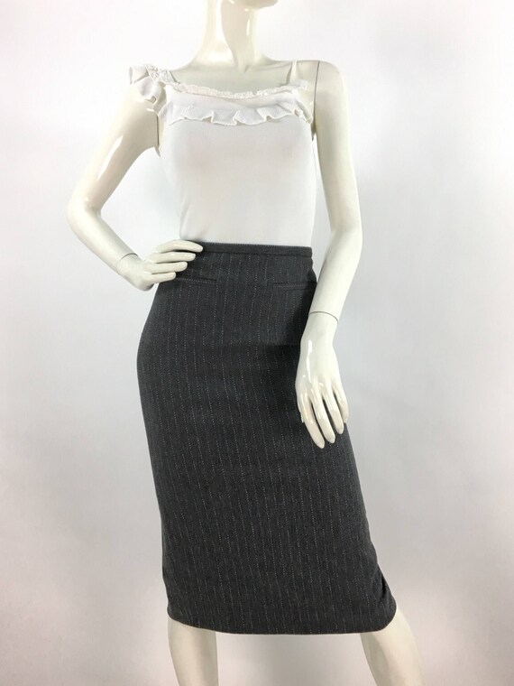 Vintage wool skirt/wool pencil skirt/pinstriped pe