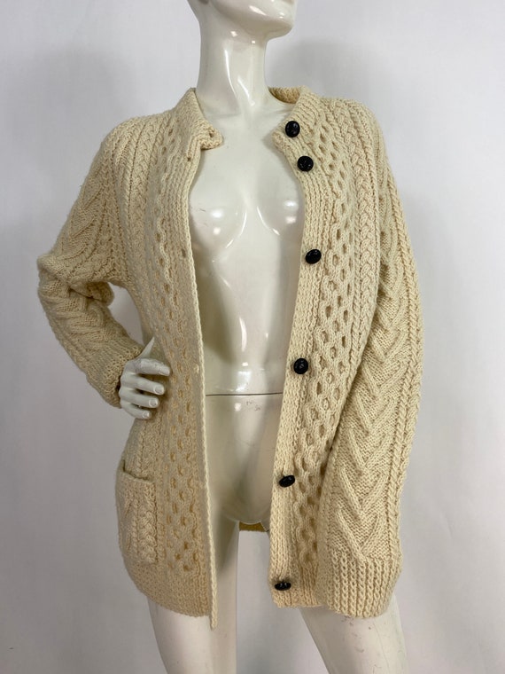 Gaeltarra pure wool sweater, cable knit cardigan … - image 3