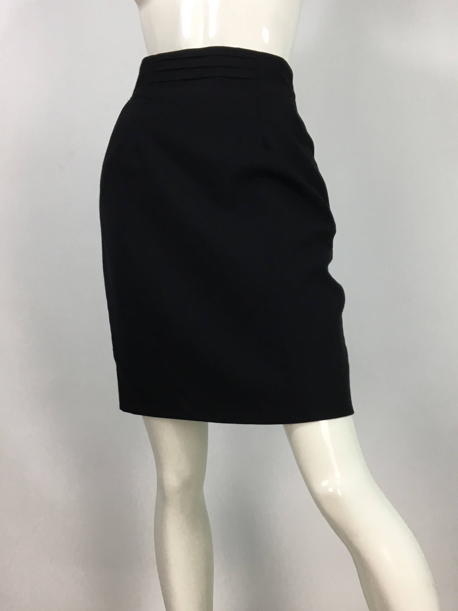 80s Black High Waist Skirt/1980s Looks Wool Skirt - Etsy