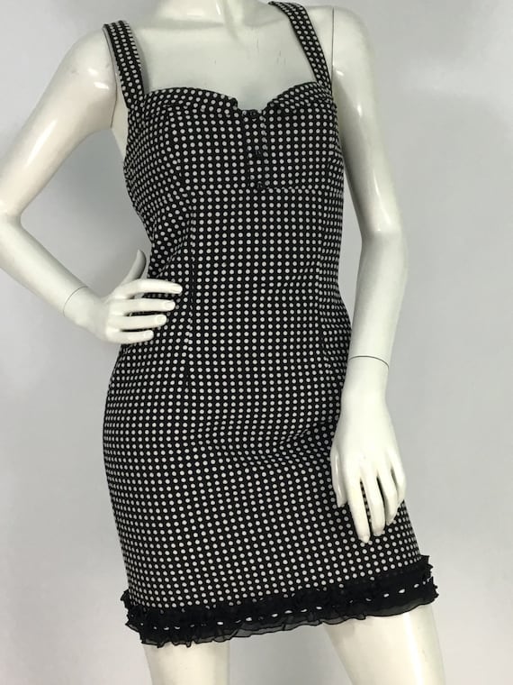 90s polka dot mini dress/1990s polka dot dress/vin