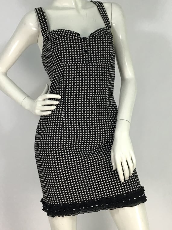 90s polka dot mini dress/1990s polka dot dress/vi… - image 1