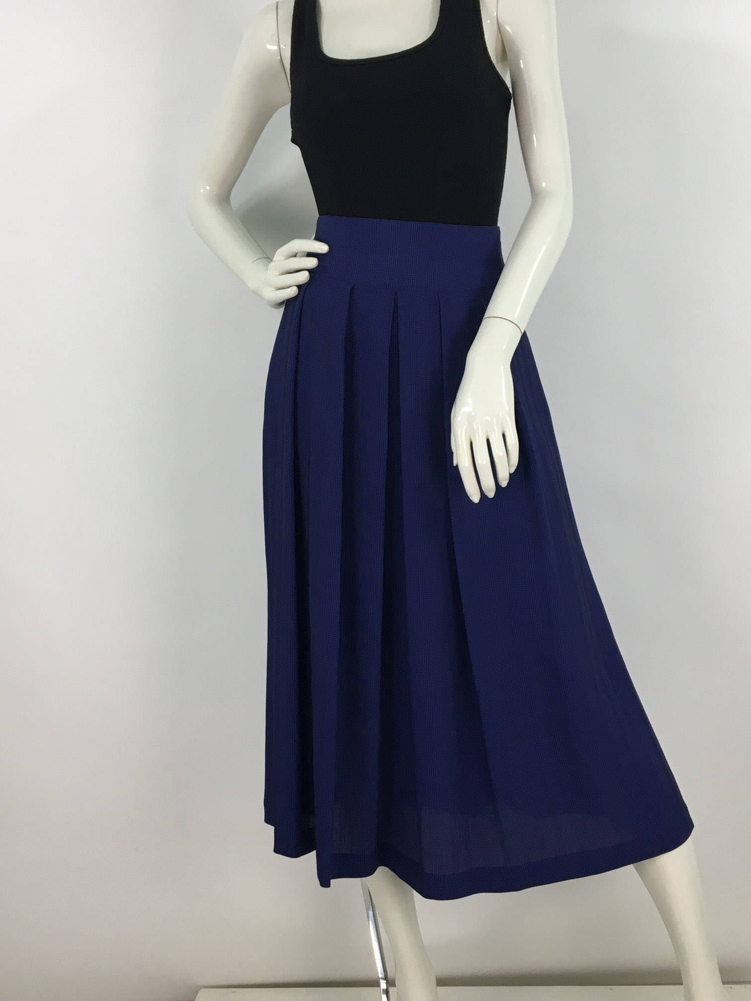 Navy Blue Denim Maxi Pleated Skirt 5688 Navy Blue Denim Maxi Pleated Skirt 5688