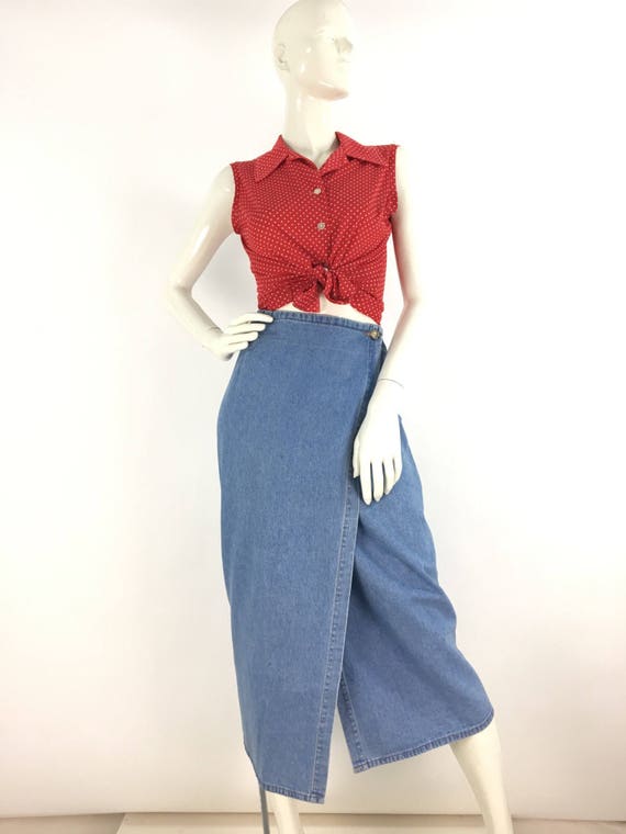 wrap around jean skirt