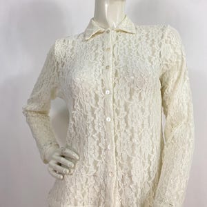 Lace top, cream lace top, vintage blouse size small