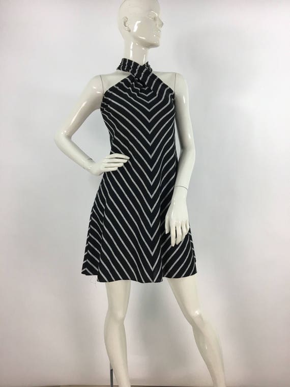 70s Nu-Mode dress/1970s striped dress/vintage bla… - image 8