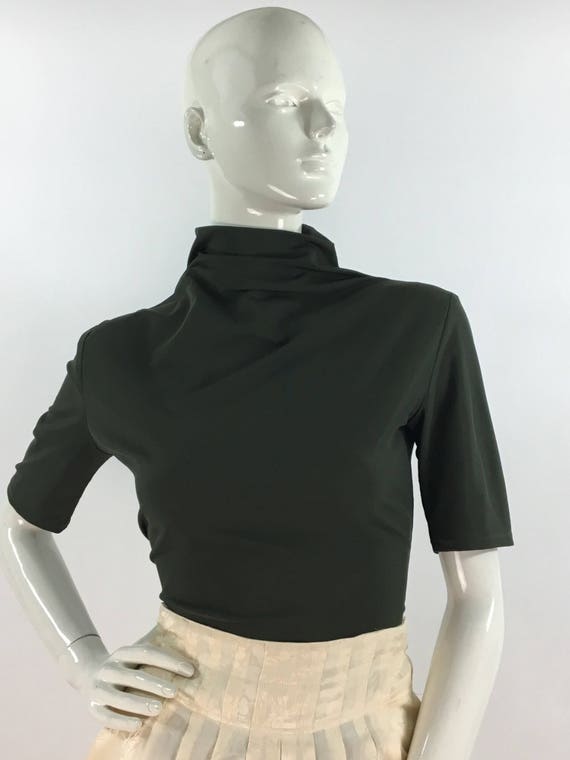 90s green turtle neck/vintage army green turtle ne
