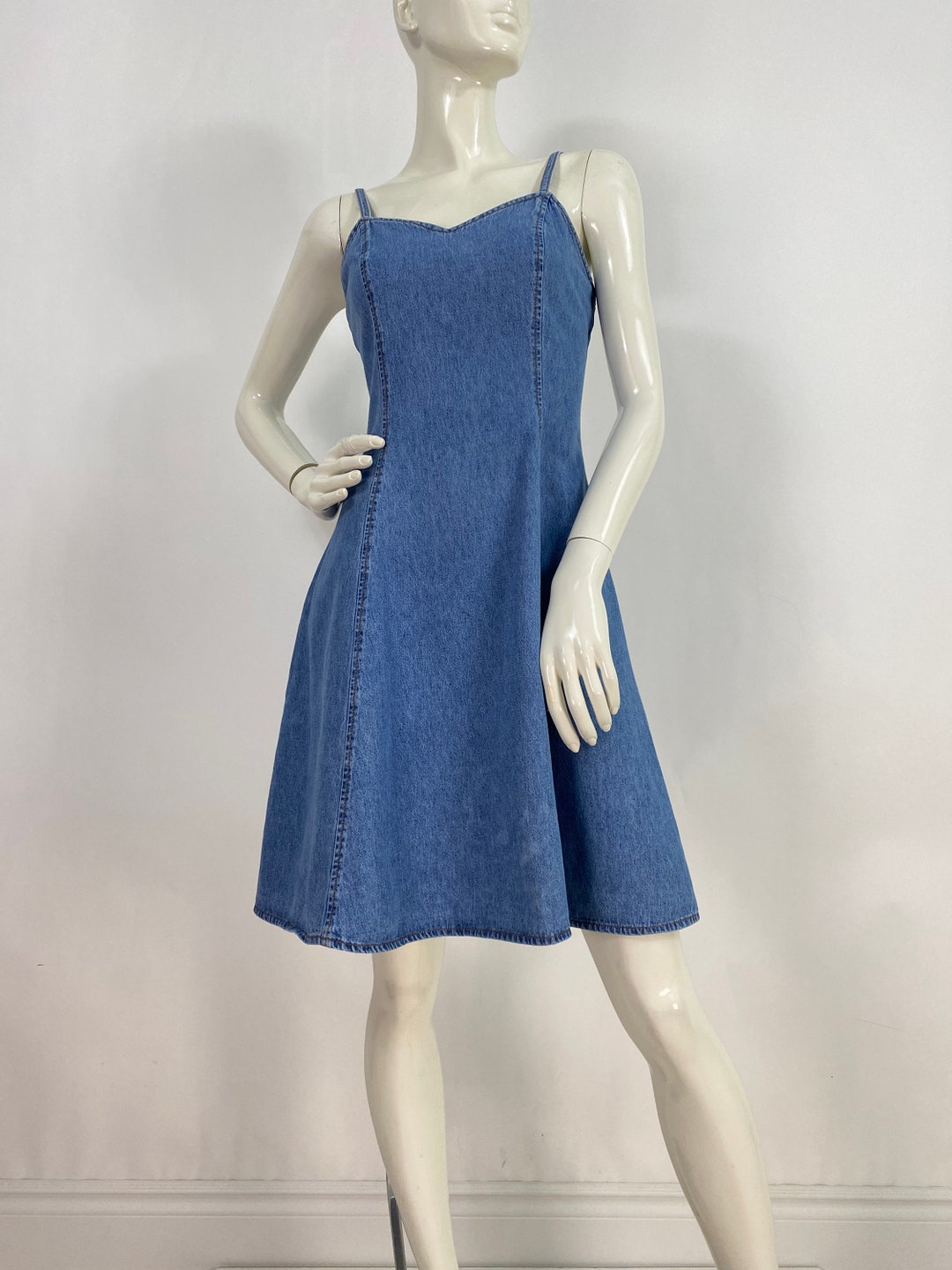 90s Jean Dress, Vintage Jean Dress, Denim Dress Etsy