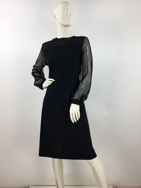 1970s black windsor shift dress, 70s windsor dres… - image 3