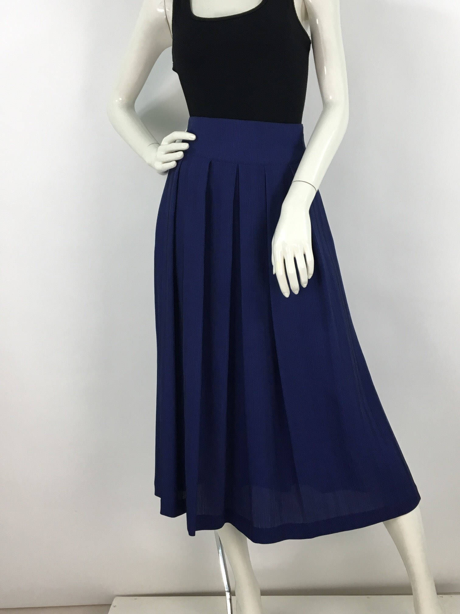Navy Blue Denim Maxi Pleated Skirt 5688 Navy Blue Denim Maxi Pleated Skirt 5688