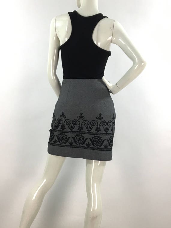 Vintage Beechers Brook grey skirt black embroider… - image 4